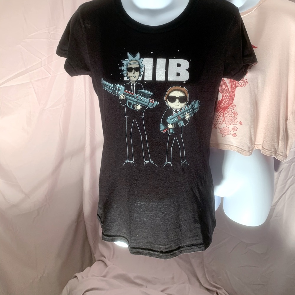 🛸Rick and Morty MIB T-Shirt sz S Black